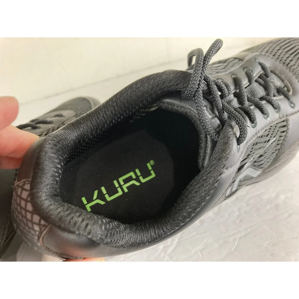 KURU Quantum Sneakers Men 10.5 Black Orthopedic Support Walking Athletic Shoes
